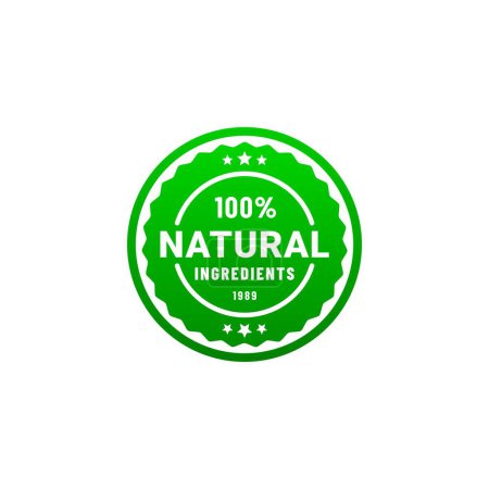 Photo for 100% natural ingredients seal or 100% natural ingredients label icon vector. ingredients green stamp. 100% natural ingredients seal, organic bio pharmacy and natural skincare cosmetic product. - Royalty Free Image