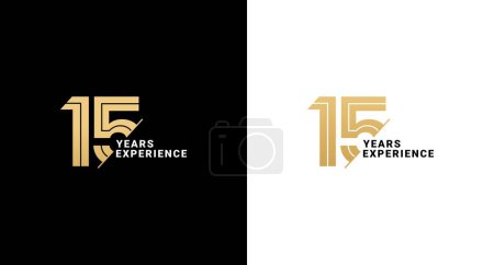 Photo for 15 years logo or 15 years experience logo vector on white and black background. Logos 15 years experience. Suitable for marketing logos related to 15 years of experience in the business or industry. - Royalty Free Image