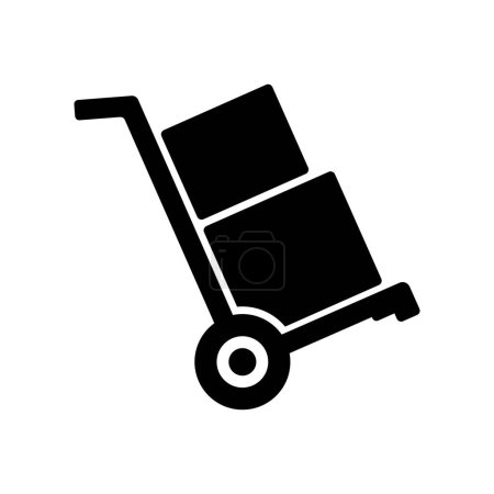 Photo for Handcart Icon Vector or Black Handcart Icon Vector on White Background. Wheelbarrow icon for all purposes. Especially for the design of the icon of a trolley or goods carrier. Handcart Vector Isolated - Royalty Free Image