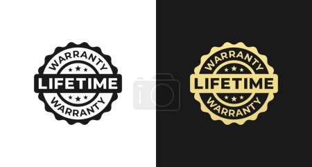 Lifetime Warranty Stempel oder Lifetime Warranty Label Vektor isoliert in flachem Stil. Der beste Etikettenvektor für die lebenslange Garantie isoliert für das Designelement. Gestaltungselement lebenslange Garantie.