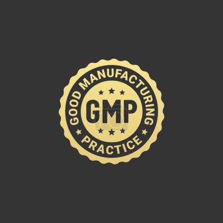 Photo for Gmp certified logo or gmp certified label on black background. Good Manufacturing Practices. Gmp certified logo for food products that require a certificate. Gmp seal vector. - Royalty Free Image