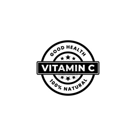 Photo for Simple Vitamin C Label vector or Vitamin C Seal vector on white background. Vitamin C Logo. Best Symbol or Icon Vector Template. The best vitamin c seal for natural products with healthy ingredients. - Royalty Free Image