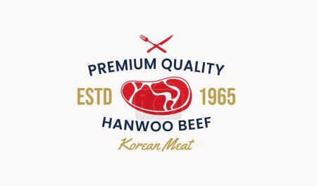 Photo for Korean Beef Logo or Hanwoo Beef Logo of Premium Quality Korean Beef. Premium Quality Meat Logo Or Fresh Hanwoo Vector. Premium Meats Butcher Shop. Hanwoo And Korean Beef Logo. - Royalty Free Image