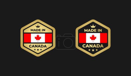 Téléchargez les illustrations : Vecteur d'icônes fabriqué au Canada ou vecteur d'étiquettes fabriqué au Canada. Logo design élégant fabriqué au Canada. Convient aux besoins d'étiquetage des produits, qui énoncent le produit canadien d'origine. - en licence libre de droit