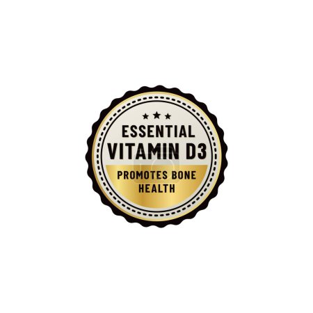 Photo for Essential Vitamin D3 Seal Vector or Vitamin D3 Label Vector Isolated On White Background. Best Vitamin D3 label for any product. The Best Elegant Vitamin D3 Seal For packaging design. - Royalty Free Image
