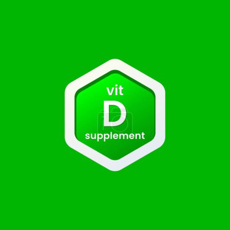 Photo for Vitamin D label vector or vitamin D icon vector isolated on green background. Simple Vitamin D label vector for product packaging design. Best Vitamin D vector supplement packaging. - Royalty Free Image