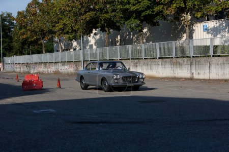 Photo for Bibbiano-Reggio Emilia Italy - 07 15 2015 : Free rally of vintage cars in the town square Lancia Flavia Coupe. High quality photo - Royalty Free Image