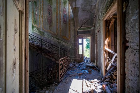 Photo for Entrance with staircase in abandoned house. High quality photo - Royalty Free Image