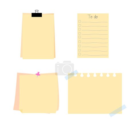 Photo for Yellow note illustrations, sticky notes, notepad ripped off paper. - Royalty Free Image