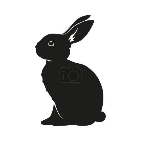 Illustration for Rabbit bunny sitting silhouette Easter vector animal ear black shape spring graphic - Royalty Free Image