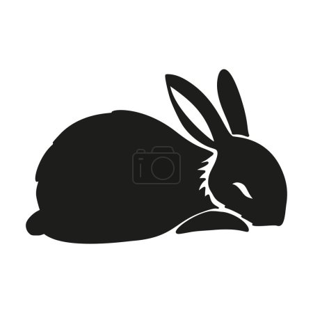 Illustration for Rabbit bunny sleeping silhouette Easter vector animal ear black shape spring graphic - Royalty Free Image