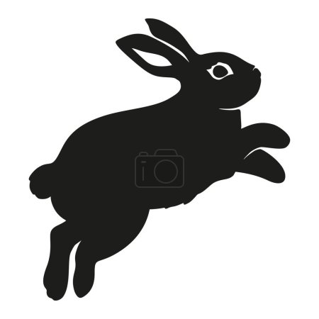 Illustration for Rabbit bunny jumping silhouette Easter vector animal ear black shape spring graphic - Royalty Free Image