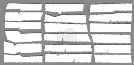 Ilustración de Trozos de papel blanco roto diferentes formas aisladas en fondo gris ilustración vectorial realista, Bloc de notas rasgado papel para nota de mensaje, página o banner y cartón tiras de piezas rasgadas en blanco - Imagen libre de derechos