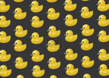 Photo for Yellow ducklings on dark grey pattern. Rubber duck vector illustration pattern. Kids toy illustration - Royalty Free Image
