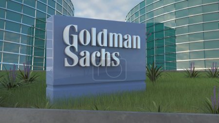 Foto de Goldman Sachs Aprenda cómo la señalización corporativa bien colocada puede mejorar la atmósfera general del lugar de trabajo editorial. - Imagen libre de derechos