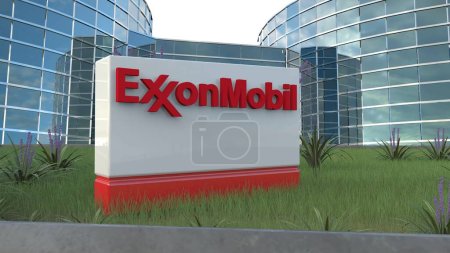 Téléchargez les photos : ExxonMobil Découvrez les déclarations audacieuses faites par les logos de grandes entreprises commerciales. - en image libre de droit
