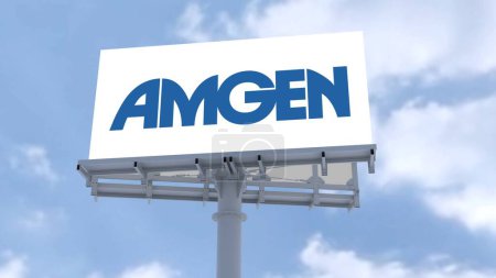 Foto de Logo de Amgen Editorial integrado con formaciones dinámicas en la nube, que inspira progreso e innovación - Imagen libre de derechos
