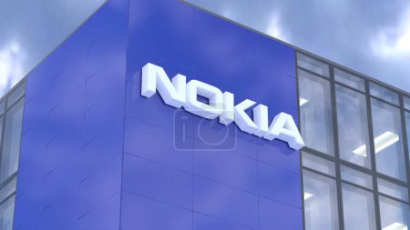 Téléchargez les photos : Nokia Editorial Render of Corporate Logo on Headquarters - en image libre de droit