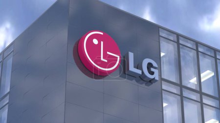 Foto de LG Editorial Render of Corporate Logo contra Blue Sky - Imagen libre de derechos