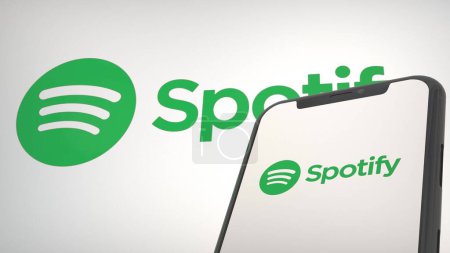Foto de Logo de la aplicación SoundCloud en pantalla de visualización móvil y editorial de fondo - Imagen libre de derechos