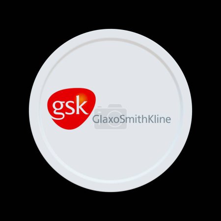 Téléchargez les photos : GlaxoSmithKline 3d coin logo illustration marché boursier éditorial - en image libre de droit