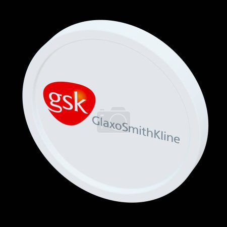 Téléchargez les photos : GlaxoSmithKline 3d coin logo illustration marché boursier éditorial - en image libre de droit