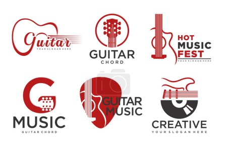 Illustration for Modern Music Logo - Guitar Clef Symbol.icon set vector illustration - Royalty Free Image