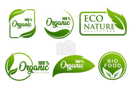 Téléchargez les photos : Bannière végétarienne biologique.Ensemble de modèles et d'icônes de logo de produits naturels et biologiques modernes. - en image libre de droit