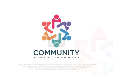 Ilustración de Símbolo del logotipo del trabajo en equipo de las personas de la comunidad, grupo y familia. - Imagen libre de derechos