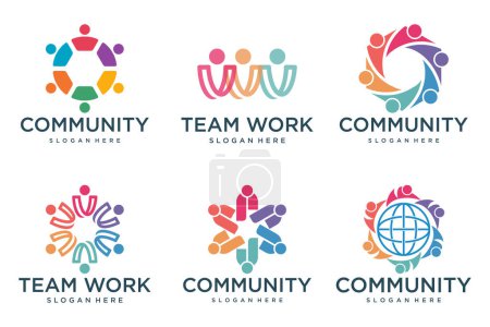 Téléchargez les photos : Logo de la communauté mondiale icône ensemble symbole de la communauté, le travail d'équipe, la famille et le groupe d'affaires. - en image libre de droit