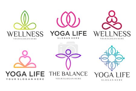 Téléchargez les photos : Collection de logos Yoga, Zen et Méditation, icônes linéaires et minimalistes elements.style.Conception vectorielle - en image libre de droit
