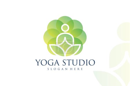 Téléchargez les photos : Yoga Logo modèle vectoriel de conception abstraite Style linéaire Santé Spa Méditation Harmonie Logotype . - en image libre de droit