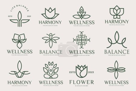 Téléchargez les photos : Collection de logos Yoga, Zen et Méditation, icônes linéaires et minimalistes elements.style.Conception vectorielle - en image libre de droit