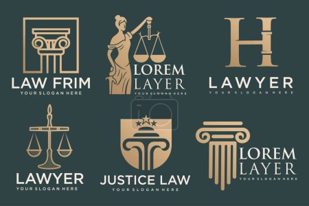 Icono de abogado conjunto logo diseño con estilo de elemento creativo