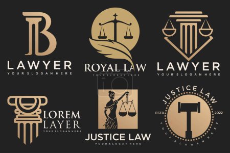 Téléchargez les illustrations : Logo droit collection avec élément créatif concept - en licence libre de droit