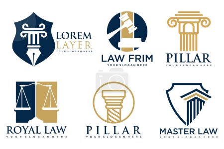 Téléchargez les illustrations : Avocat icône ensemble logo design avec style élément créatif - en licence libre de droit