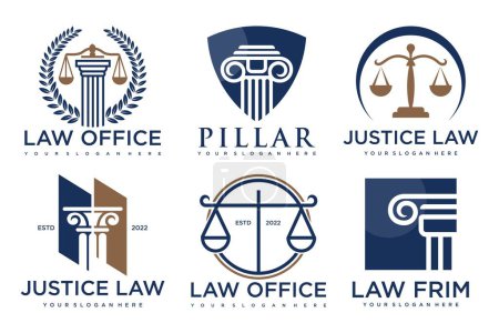Téléchargez les illustrations : Définir le logo de la loi et le modèle de conception icône - en licence libre de droit