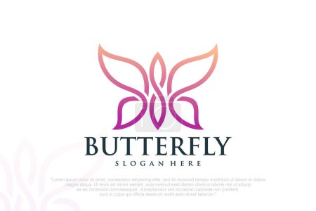 Illustration for Butterfly logo design . Butterfly line drawing . vector illustration - Royalty Free Image