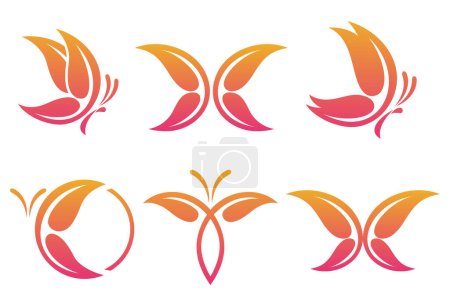 Téléchargez les photos : Logo papillon avec feuille mixte. Illustration vectorielle - en image libre de droit