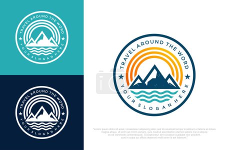 Téléchargez les photos : Conception de logo de montagne. Roches et pics éléments de logo. Illustration vectorielle - en image libre de droit