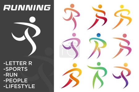 runner logo collection logo design . people Sport logotype template. Vector illustration