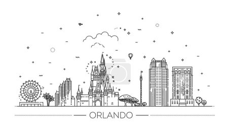 Illustration for Linear vector cityscape with famous landmarks - Royalty Free Image