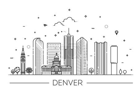 Denver, Umriss Stadt Vektor Illustration
