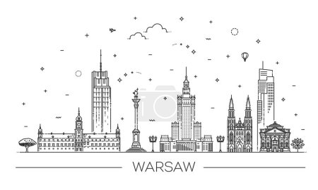 Zarys Warszawskiej Skyline. Ilustracja wektora
