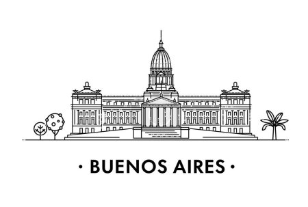 Illustration for Buenos Aires skyline with panorama in white background. Vector Illustration - Royalty Free Image