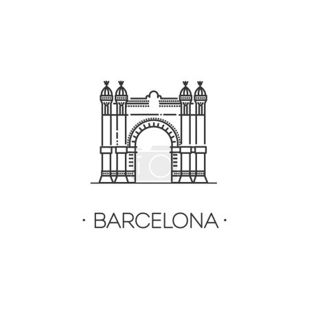 Illustration for Spain. Landmark icon in linear style. Vector symbol - Royalty Free Image