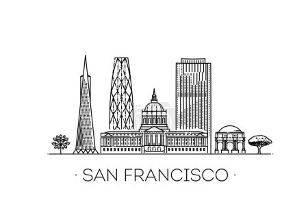Téléchargez les illustrations : Bannière linéaire de la ville de San Francisco - en licence libre de droit