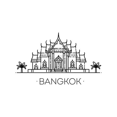 Ilustración de Tailandia hito en el contorno. Templo de Tailandia vector gráfico - Imagen libre de derechos
