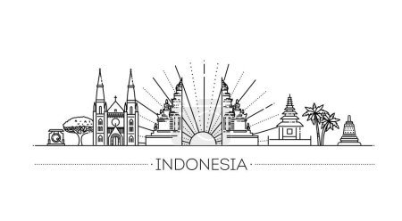 Illustration for Indonesia Linear City Skyline - Royalty Free Image