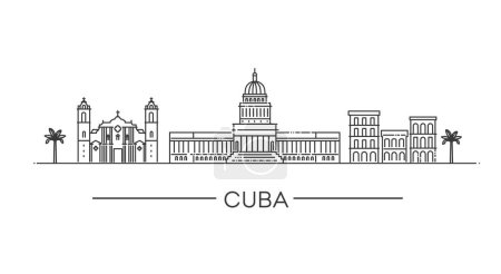 Ilustración de Cityscape Building Line art Vector Illustration design - Cuba - Vector - Imagen libre de derechos
